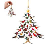 Ornamento natalizio a colibrì, decorazione colorata per albero di colibrì, ornamento impilato per Natale, colibrì invernale, decorazione da appendere per la casa, regalo per gli amanti degli uccelli