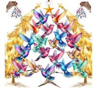 Ornamento natalizio a colibrì, decorazione colorata per albero di Natale, colibrì, ornamento per albero di Natale, in acrilico su entrambi i lati, impilabili con colibrì per gli amanti degli uccelli