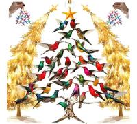 Ornamento natalizio a colibrì, decorazione colorata per albero di Natale, colibrì, ornamento per albero di Natale, in acrilico su entrambi i lati, impilabili con colibrì per gli amanti degli uccelli