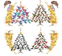 Ornamento natalizio a colibrì, decorazione colorata per albero di Natale, colibrì, ornamento per albero di Natale, in acrilico su entrambi i lati, impilabili con colibrì, per gli amanti degli uccelli