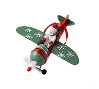 Ornamento natalizio a forma di aeroplano con Babbo Natale, pupazzo di neve e alce, ciondolo per albero di Natale, realizzato a mano, decorazione in ferro battuto per l'atmosfera delle vacanze (pupazzo