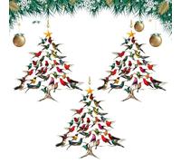 Ornamento natalizio a forma di colibrì, 2D, in acrilico colorato, decorazione per albero di Natale, per gli amanti dei colibrì (3 pezzi)