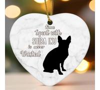 Ornamento natalizio a forma di cuore piatto, in ceramica, per albero di Natale, con scritta "Time Spent with Dog Is Never Wasted", idea regalo per Natale