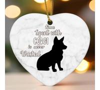 Ornamento natalizio a forma di cuore piatto, in ceramica, per albero di Natale, con scritta "Time Spent with Dog Is Never Wasted", idea regalo per Natale