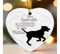 Ornamento natalizio a forma di cuore piatto, in ceramica, per albero di Natale, con scritta "Time Spent with Dog Is Never Wasted", idea regalo per Natale