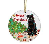 Ornamento natalizio a forma di gatto nero, palline e ornamenti da appendere per feste di Natale e decorazioni per la casa, regalo per gli amanti dei gatti
