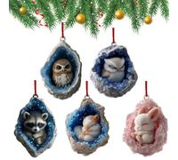 Ornamento natalizio a forma di gufo, decorazione da appendere all'albero di Natale 2025, con stampa 2D in acrilico, decorazione da appendere alla foresta per feste di Natale in casa