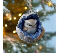 Ornamento natalizio a forma di gufo, decorazione da appendere all'albero di Natale 2025, con stampa 2D in acrilico, decorazione da appendere alla foresta per feste di Natale in casa