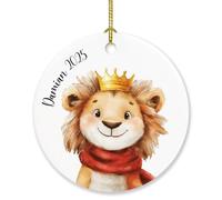 Ornamento natalizio a forma di leone 2025, con nome personalizzato, ornamento natalizio da appendere, souvenir di leone, decorazione natalizia personalizzata per uomini, donne, nipoti, amanti dei