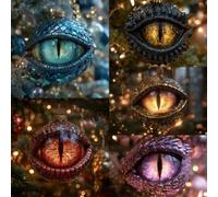 Ornamento Natalizio a Forma di Occhio di Drago, Ornamento Mistico Incantato a Forma di Occhio di Drago, Decorazione Fantasy Medievale per L'albero di Natale(Set)