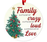 Ornamento natalizio "A Little Bit of Crazy A Little Bit of Load and A Whole Lot of Love", sacchetto di velluto incluso, grande ornamento rotondo in metallo da 9,5 cm