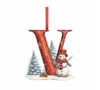 Ornamento Natalizio Acrilico Personalizzato 8cm Lettere A-Z Appendibile | Materiale acrilico leggero con nastro incluso adatto per decorazioni festive e tavole creative personalizzazione iniziali