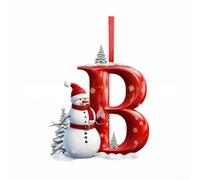 Ornamento Natalizio Acrilico Personalizzato 8cm Lettere A-Z Appendibile | Materiale acrilico leggero con nastro incluso adatto per decorazioni festive e tavole creative personalizzazione iniziali