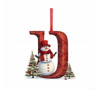 Ornamento Natalizio Acrilico Personalizzato 8cm Lettere A-Z Appendibile | Materiale acrilico leggero con nastro incluso adatto per decorazioni festive e tavole creative personalizzazione iniziali