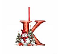 Ornamento Natalizio Acrilico Personalizzato 8cm Lettere A-Z Appendibile | Materiale acrilico leggero con nastro incluso adatto per decorazioni festive e tavole creative personalizzazione iniziali