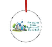Ornamento natalizio, Amazing Grace How Sweet The Sound Souvenir Decorazioni da appendere all'albero di Natale, divertenti decorazioni religiose commemorative, 7,6 cm, ornamenti rotondi in vetro