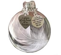 Ornamento Natalizio Commemorativo per piuma per trasparente 8cm con | Design per delicato con incisione parole toccanti ricordando i cari per materiale plastico leggero per