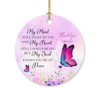 Ornamento natalizio commemorativo personalizzato 2025, My Mind Still Talks to You and My Heart Still Looks for You, ornamento regalo per chi ha perso la persona cara, ornamento natalizio a forma di