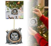 Ornamento natalizio con animali | Decorazioni per l'albero Natale con gufo | Decorazione degli animali della foresta | Ornamento pendente in acrilico | albero animale pendente 2D