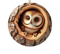 Ornamento Natalizio Con Animali, Modello Animale d-ell'Albero Di Natale Ornamento In Acrilico 2D, Ornamenti Natalizi Con Animali Fatti A Mano, Decorazioni Per L'Albero Di Natale Nel Bosco (gufo)