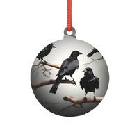 Ornamento natalizio con corvo nero su un ramo, ricordo in acrilico per coppie di sposi, regali di nozze