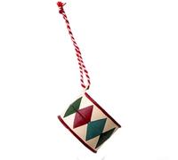 Ornamento natalizio da appendere a forma di Babbo Natale, in ferro, con cassetta delle lettere e scatola regalo, progettato per decorazioni natalizie e feste stagionali (Gong e tamburo/20 g)