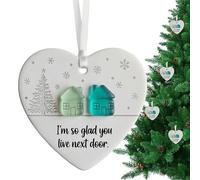 Ornamento natalizio da appendere a forma di cuore per vicini, sono così felice che tu viva accanto alla porta, dolce decorazione come regalo di benvenuto per vicini, coinquilini, amici, familiari