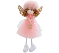 Ornamento natalizio da appendere all'albero di Natale, a forma di ragazza | Affascinante stile cartone animato, colori rosa e bianco, materiale in tessuto, aggiunge un tocco giocoso, i bambini lo ador