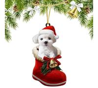 Ornamento natalizio in acrilico, ciondolo a forma di albero di Natale a forma di cane, in 2D, per, caminetto, soffitto, finestra, scale, porta auto