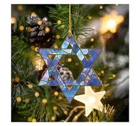 Ornamento natalizio in acrilico, decorazioni per albero di Natale, decorazioni per albero di Natale, decorazione ebraica Hanukkah, ciondolo a forma di stella di David Menorah, regalo ricordo Chanukah