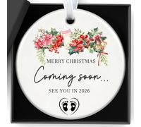 Ornamento natalizio in attesa di un bambino, annuncio del bambino, ornamento natalizio Buon Natale Coming Soon See You In 2025 Annuncio di gravidanza Natale in ceramica da appendere regalo per marito,