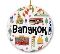 Ornamento Natalizio In Ceramica Bangkok Symbols Decorazione Da Appendere Decorazione Albero Di Natale Con Cordino 7.3Cm