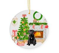 Ornamento Natalizio In Ceramica Con Cordino Black Cane Corso Dog Decorazioni Natalizie Ciondoli Natalizi Ceramica 7.3Cm