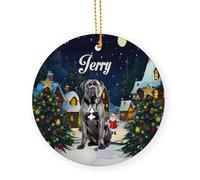 Ornamento Natalizio In Ceramica Con Cordino Blue Brindle Cane Corso Dog Lover Decorazioni Per Albero Di Natale Ciondoli Natalizi Ceramica 7.3Cm
