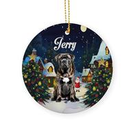 Ornamento Natalizio In Ceramica Con Cordino Cane Corso Dog Lover Ornamenti Di Natale Decorazione Rotonda Per Albero Di Natale 7.3Cm