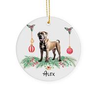 Ornamento Natalizio In Ceramica Con Cordino Fawn Cane Corso Dog Ornamenti Natalizi Decorazione Albero Di Natale 7.3Cm