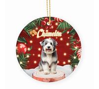 Ornamento Natalizio In Ceramica Con Cordino Old English Sheepdog Dog Ornamenti Natalizi Decorazioni Albero Natale 7.3Cm
