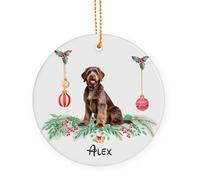 Ornamento Natalizio In Ceramica Con Cordino Wirehaired Pointing Griffon Dog Decorazioni Per Albero Di Natale Decorazioni In Ceramica 7.3Cm