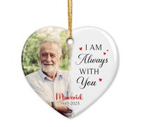 Ornamento natalizio in ceramica con scritta "I'm Always with You" 2025, immagine personalizzata Loved One in Loving Memory Ornamento regalo per la perdita, ornamenti natalizi commemorativi in ceramica