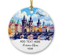 Ornamento natalizio in ceramica di Praga, testo e nome personalizzati Ponte Carlo Ornamenti di Praga 2025, Repubblica Ceca, ornamento paesaggistico regali per famiglia, amico, collega, ricordo