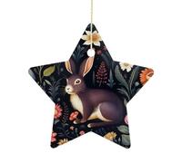 Ornamento Natalizio In Ceramica, Ornamenti Di Natale, Bunny and Flower Easter Garland Bunny Spring Rabbit, Decorazioni Albero Di Natale, Con Cordino