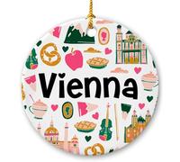 Ornamento Natalizio In Ceramica Vienna Symbols Ornamenti Per Albero Di Natale Natalizi Per Albero Con Cordino 7.3Cm
