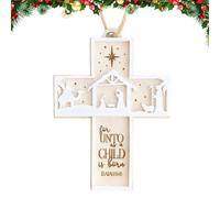 Ornamento Natalizio in Legno Fatto a Mano, Scena Natalizia 3D, Ornamento a Croce Con Scena Della Natività E Incisione Delle Scritture, Decorazione in Legno per Albero
