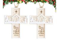 Ornamento Natalizio in Legno Fatto a Mano, Scena Natalizia 3D, Ornamento a Croce Con Scena Della Natività E Incisione Delle Scritture, Decorazione in Legno per Albero