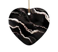 Ornamento natalizio in marmo nero e oro rosa, decorazione per albero di Natale, calza della Befana, idea regalo per gli amici