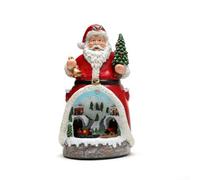 Ornamento natalizio in resina a forma di pupazzo di neve con treno mobile, luci e musica, decorazione per la casa del villaggio delle vacanze, palla di neve da collezione (Babbo Natale)