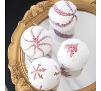 Ornamento natalizio in schiuma a forma di palla di neve e strisce dipinte a mano, decorazione per alberi delle vacanze e spazi stagionali per la casa o gli spazi commerciali, leggero e compatto (filo