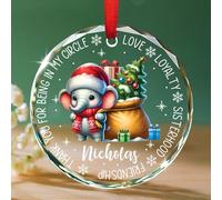 Ornamento natalizio in vetro a forma di elefante della sorellanza, personalizzato, 2025, grazie per essere il mio cerchio, amore, lealtà, sorellanza, amicizia, elefante, nome personalizzato, elefanti