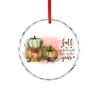 Ornamento natalizio in vetro, ciondolo con scritta "Fall is my favorite time of the year", souvenir piatto autunnale appeso all'albero di Natale, divertente ricordo rotondo, regali di Natale, 7,5 cm