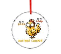 Ornamento natalizio in vetro, ciondolo con scritta "Not My Poop", souvenir piatto da appendere all'albero di Natale, souvenir rotondo divertente, regalo di Natale, 7,6 cm